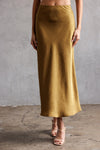 Leopard Satin Jacquard Midi Skirt- Gold