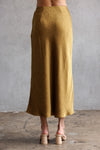 Leopard Satin Jacquard Midi Skirt- Gold
