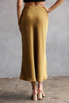 Leopard Satin Jacquard Midi Skirt- Gold