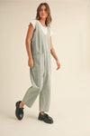 Railroad Stripe Faded Lowback Jumpsuit