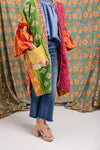 Reversible Kantha Kaftan Midi Robe- Multi