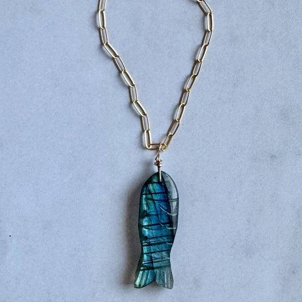 Asier Labradorite GF Fish Necklace