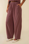 Linen Lantern Barrel Pant- Plum