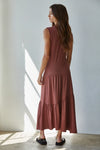 Sleeveless Maxi Flare Dress- Mahogany