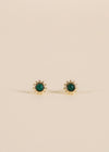 Sun Stud Earrings- Malachite