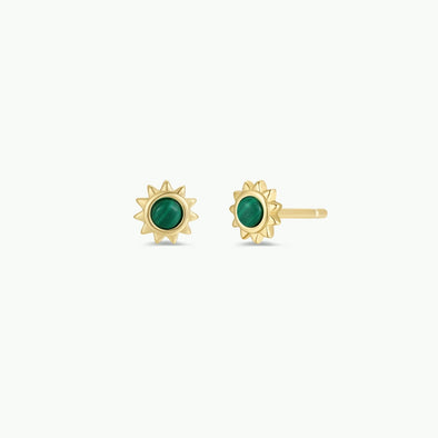 Sun Stud Earrings- Malachite