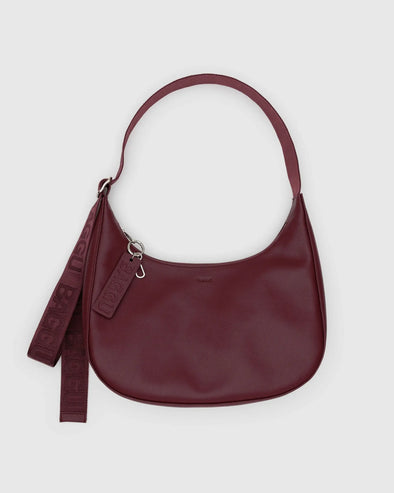 Baggu Medium Recycled Leather Crescent Bag- Maogany