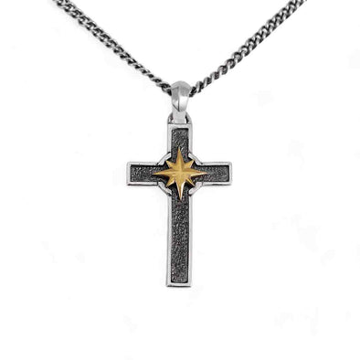 Men's Sterling & Bronze Cross Necklace