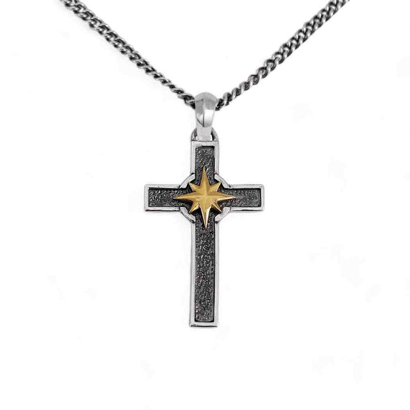 Men's Sterling & Bronze Cross Necklace
