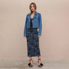 Mesh Flower Print Dress- Navy/Black