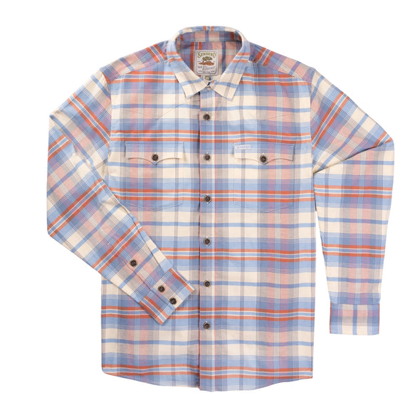 Moab Stretch Flannel- Red/Ivory/Blue