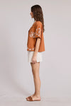 Monaco Embroidered Button Down Shirt- Rust