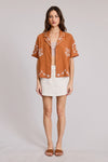 Monaco Embroidered Button Down Shirt- Rust