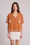 Monaco Embroidered Button Down Shirt- Rust