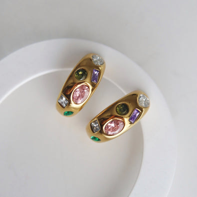 Mosaic Gem Hoops