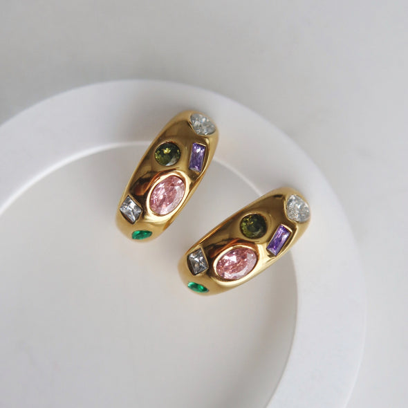 Mosaic Gem Hoops