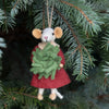 Felted Wool Caroling Mouse Ornament