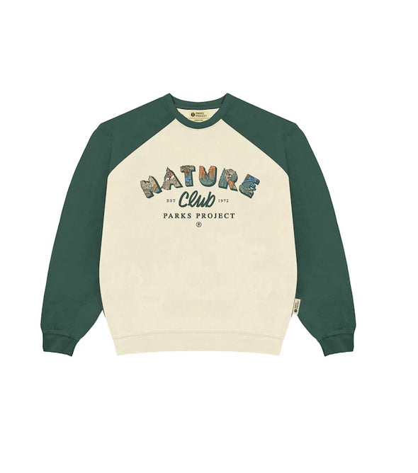 Nature Club Hillside Raglan Crew- Cream/Green