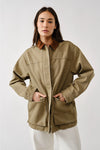 Washed Barn Jacekt w/ Corduroy Collar- Dusty Olive
