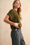 Dolman Sleeve Knitted Top- Olive
