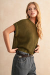 Dolman Sleeve Knitted Top- Olive