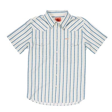 Serape Pearl Snap Shirt- Teal Stripe
