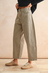 Check Pattern Barrel Pants- Beige/Charcoal