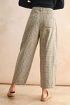 Check Pattern Barrel Pants- Beige/Charcoal