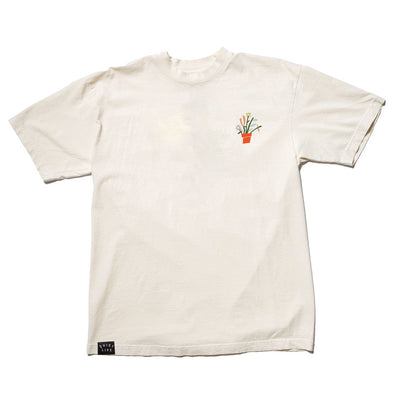 Plants Embroidered Tee- Cream