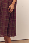 Pleated Midi Cami Dress- Berry Plaid