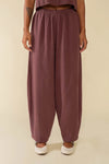 Linen Lantern Barrel Pant- Plum