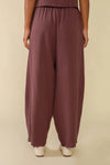 Linen Lantern Barrel Pant- Plum