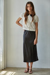 Chiffon Flocked Velvet Dot Blouse- Cream/Black