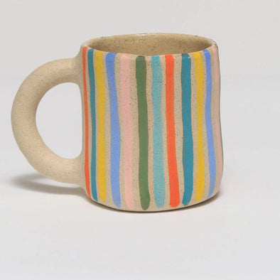 Rainbow Striped Mug- White