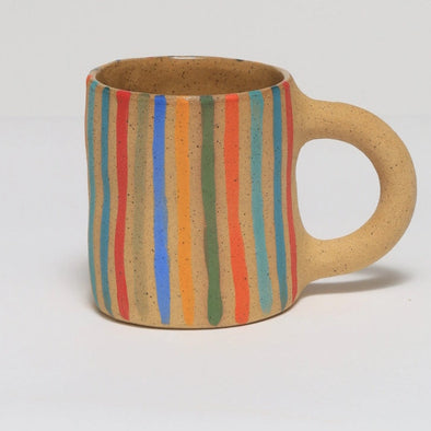 Rainbow Striped Mug- Gold