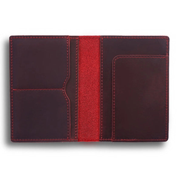 Leather Passport Cover- Red