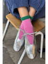Le Bon Color Block Girlfriend Socks- Rose Green