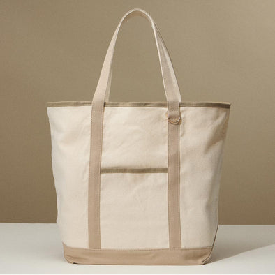 Large Canvas Tote Shoulder Bag- Sand