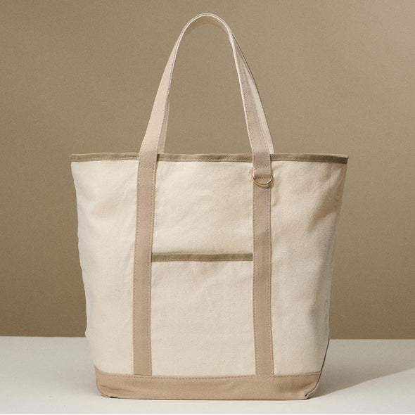 Large Canvas Tote Shoulder Bag- Sand