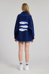 Hand Stitched Sardines Cardigan- Navy/Blue