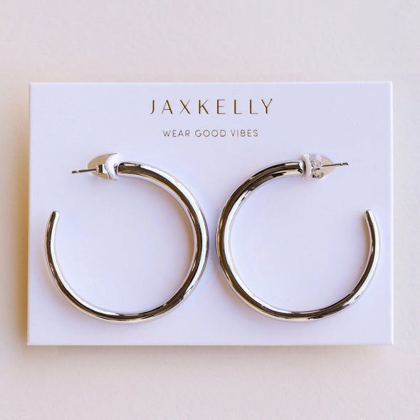 Everyday Silver Hoop Earrings- Large