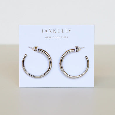 Everyday Silver Hoop Earrings- Medium