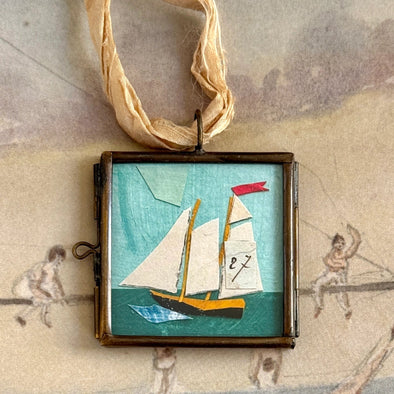 Small Ship Art Locket Ornament