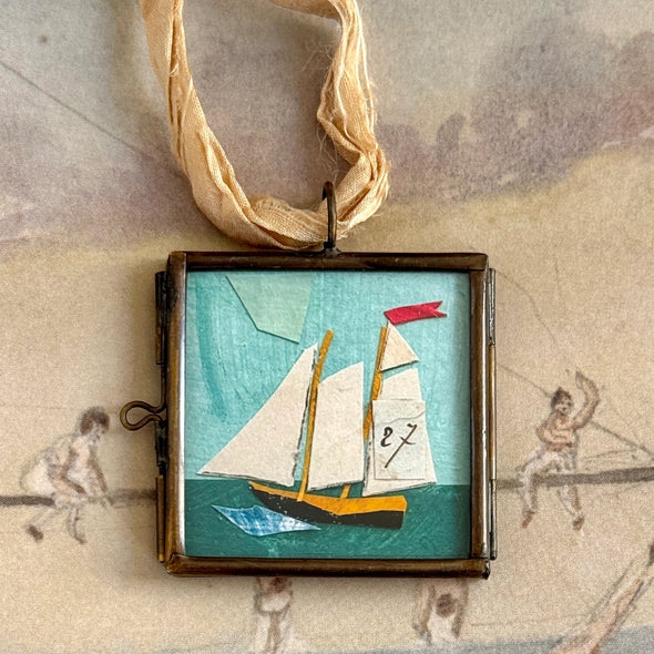 Small Ship Art Locket Ornament
