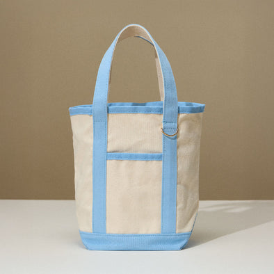 Small Canvas Tote Handbag- Light Blue