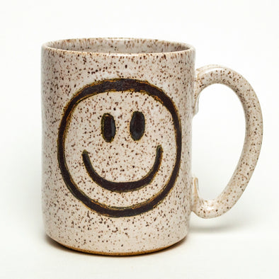 Big Smile Hand-Thrown Ceramic 14 oz Mug- White