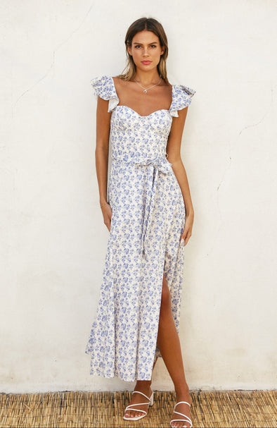 brown maxi dress fall Mist | Brown Plunge-Neck Maxi Dress With Knot-Detail And Open-Back