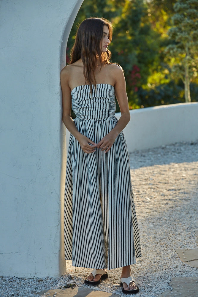 strapless striped maxi dress Women Summer Tube Print Sleeveless A-Line Party Dress Cocktail Beach Dress Streetwear (Green, S) at Amazon Women's Clothing store Shop Stripe Strapless Maxi Dress