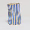 Striped Squished Vase- Blue