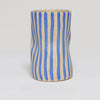 Striped Squished Vase- Blue